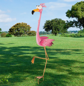 Décoration de <span class=keywords><strong>jardin</strong></span> en métal thermolaqué, motif <span class=keywords><strong>flamant</strong></span> <span class=keywords><strong>rose</strong></span> unique et moderne, style Art Déco, papillon artificiel, directement de l'usine - Product Image 3