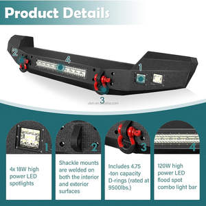 <span class=keywords><strong>Precio</strong></span> de fábrica OEM Parachoques delantero de ancho completo Ajuste 2007-2024 Jeep Wrangler JK JL JKU JLU Parachoques todoterreno ilimitado Luz LED incorporada - Product Image 4