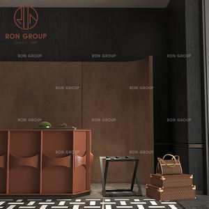 <span class=keywords><strong>Porte</strong></span>-bagages de luxe brun avec valises et sacs pour hôtel, restaurant, café, ensemble de rangement - Product Image 6