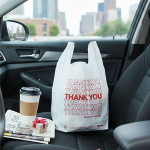 Sacs en plastique pour t-shirts personnalisés en gros avec logo, sacs en plastique HDPE avec inscription 'Merci' pour les supermarchés - Product Image 6