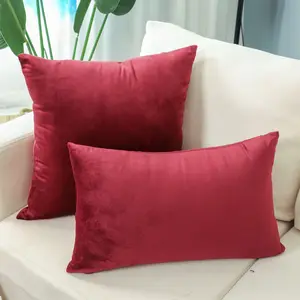 Polyester Velvet Cushion Cover Fabric, Soft Red Pillow Covers /