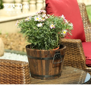 Tonneau rond <span class=keywords><strong>en</strong></span> <span class=keywords><strong>bois</strong></span> pour plantation, pot de fleurs, jardinière <span class=keywords><strong>en</strong></span> <span class=keywords><strong>bois</strong></span> - Product Image 4