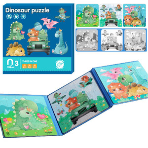 3 in 1 giocattolo educativo pieghevole avanzato in legno Puzzle pensiero logico vernice colorata libro magnetico per bambini - Product Image 6