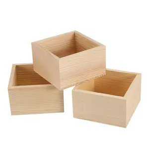 Cheap Unfinished Wooden Storage Small Box Jewelry Gift Packaging Solid Wood Box