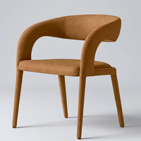 Fauteuil de salle à manger en cuir avec coussin en mousse haute densité, structure tubulaire en acier poli et design à barillet ouvert pour la salle à manger à domicile