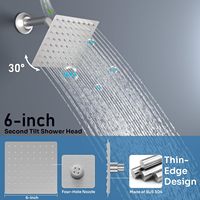 Ensemble de robinetterie de douche thermostatique Honajo à 3 poignées, pomme de douche LED de 12 pouces, 2 x 6 pouces, jets de douche complets, pomme de douche carrée, finition brossée