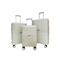 Valise de cabine compacte personnalisée en PP Valise de voyage 3 pièces à roulettes avec étui à maquillage