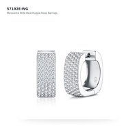 Boucles d'oreilles créoles larges pavées en argent sterling 925 et moissanite, bijoux fins de luxe S925 pour femme