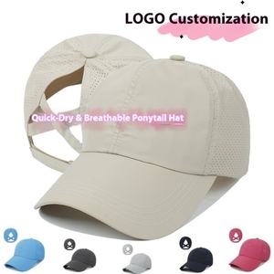 À séchage rapide respirant maille queue de cheval casquette de Baseball réglable Sports de plein air chapeau de <span class=keywords><strong>soleil</strong></span> pour les femmes Logo personnalisé broderie - Product Image 6