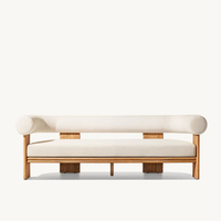 Ensemble de canapé et table basse d'extérieur confortable en teck au design circulaire moderne pour hôtel et salle de sport