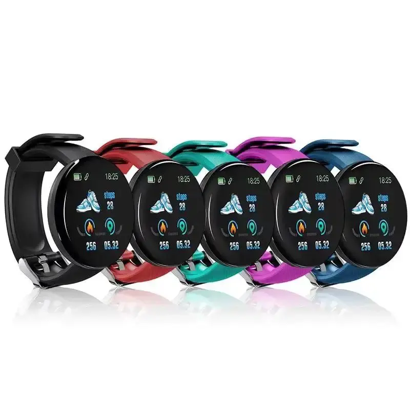 Reloj inteligente D18 D18, relojes inteligentes IP67, rastreador de actividad física a prueba de agua, relojes deportivos calientes, pulsera de ritmo cardíaco para IOS Android