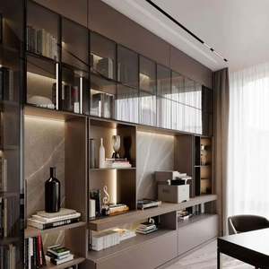 Bibliothèque personnalisée haut de gamme éclairage intégré pour chambre salon étagère de <span class=keywords><strong>casier</strong></span> d'affichage en verre pour armoire à <span class=keywords><strong>vin</strong></span> étagère - Product Image 1