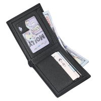 Dompet ramping untuk pria, dompet minimalis dengan ritsleting lipat dua, dompet kulit PU pria