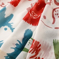 Nouveauté Mode : Grands foulards de plage anti-UV avec pompons, motif animalier chien, en voile de coton, pour femmes
