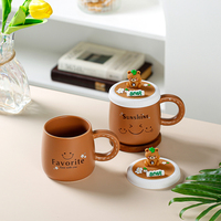Tasses en céramique ours brun jaune visage souriant tasse à thé tasses en céramique 2022 populaires