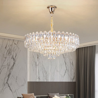 Nouveau Lustre en Cristal de Luxe 2026, Taille Moyenne, LED, Design Moderne Simple et Élégant pour Salon, Chambre et Salle à Manger