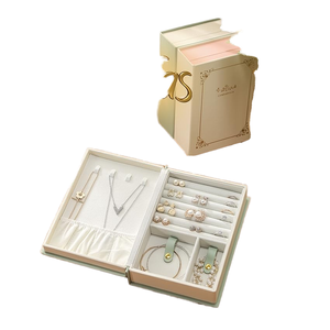 Book Shaped Jewelry Storage <b>Box</b>, Flip Open Multi-compartment Jewellery Organizer Case for <b>Necklaces</b> Rings Earrings Bracelets - Product Image 1