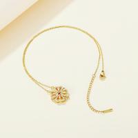 Non ternir 18k plaqué or bijoux en acier inoxydable magnétique pliant Zircon 4 quatre coeur feuille trèfle pendentif collier pour les femmes