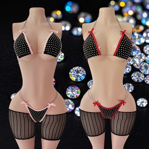 Fiery Club Outfits for Women Sexy <b>Fishnet</b> Rhinestone Exotic Dancewear Dancewear Thongs Exotic Dancewear Stripper Outfit - Product Image 2
