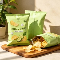 Bolsas de Plástico para Envasado de Alimentos con Sellado Térmico Personalizadas, Bolsas con Forma de Almohada para Papas Fritas
