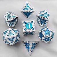 Dés à jouer en alliage de zinc COC RPG D&D Dungeons & Dragons polyédriques à angle droit Cthulhu D20/D6, ensemble de 7 dés moulés