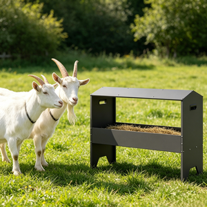 Mangeoire à <span class=keywords><strong>foin</strong></span> pour moutons en métal avec toit, résistante aux intempéries, pour l'extérieur, décoration extérieure - Product Image 1
