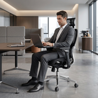 Chaise de bureau ergonomique en maille pivotante avec accoudoirs réglables et dossier inclinable pour le bureau à domicile