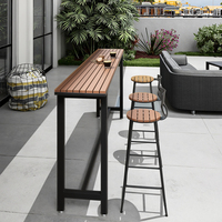 Ensemble de table de bar murale d'extérieur moderne 1215 bois plastique bois long étroit anti-corrosion bois fer art