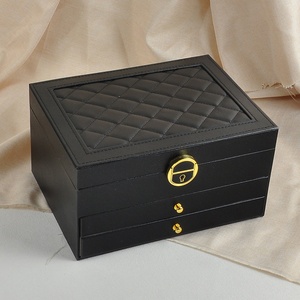 Caja de Almacenamiento de Joyas de Lujo de Tres Niveles con Cajones, Logotipo Personalizado, Cuero PU, Caja de Almacenamiento de Joyas de 3 Capas con Llave y Cerradura - Product Image 4