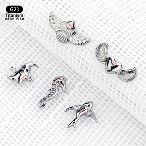 Clous d'oreille en titane G23 F136 en forme d'ailes, bijoux de piercing unisexe - Product Image 2