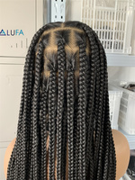 Perruque tressée complète en dentelle LD009 avec cheveux de bébé, tresses sans nœuds, longue perruque tressée noire à 3 brins, 40 pouces en stock, tendance mode