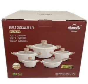 UAKEEN Ensemble de 10 ustensiles de cuisine professionnels : Casseroles de 2,7L, 4,6L, 7L, 10L, Poêle à frire profonde de 4,2L, Grande marmite à soupe et Poêle à frire - Product Image 6