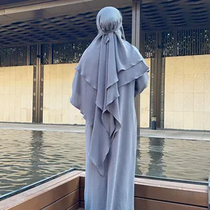 Vestido abaya feminino islâmico hijab, vestido de oração khimar niqab, lenço de cabeça, 2 camadas, 2023