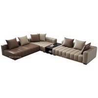 Ensemble de canapés en cuir véritable à motif clavier de piano, en forme de L, en cuir de vachette pleine fleur, design italien minimaliste, personnalisable, haut de gamme