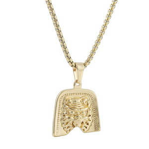 Pendentif lion en acier inoxydable de style chinois, breloque animale à thème argent et or, pour cadeau 122015 - Product Image 5