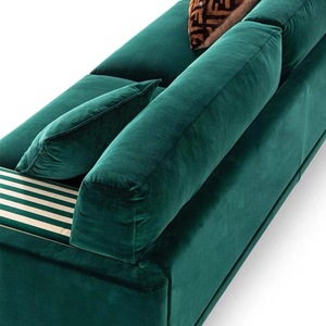 Divano di Lusso Italiano a 3 Posti per Soggiorno, in Velluto Verde Smeraldo, con Schienale Dritto, per Hotel, Villa <span class=keywords><strong>e</strong></span> Uso Domestico - Product Image 3