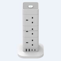 Stop Kontak Ekstensi dengan USB, Stop Kontak 12 Lubang dengan 4 Port USB Kabel Ekstensi 2M Stop Kontak UK dengan Saklar