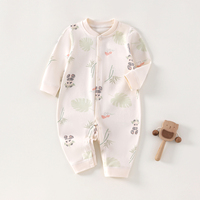 Combinaison pour nouveau-né Kaka Bear en coton doux et imperméable, respirante, pour bébés garçons et filles de 0 à 12 mois, manches longues, boutons pression