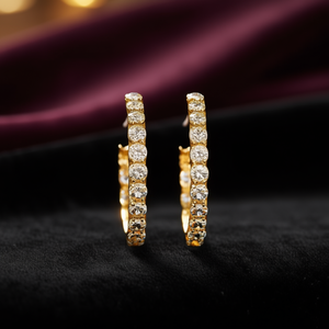 E2640 Gold <b>Hoop</b> <b>Earrings</b> Round Crystal Channel Setting Women's <b>Fashion</b> Party Jewelry Trendy Alloy <b>Earrings</b> - Product Image 2