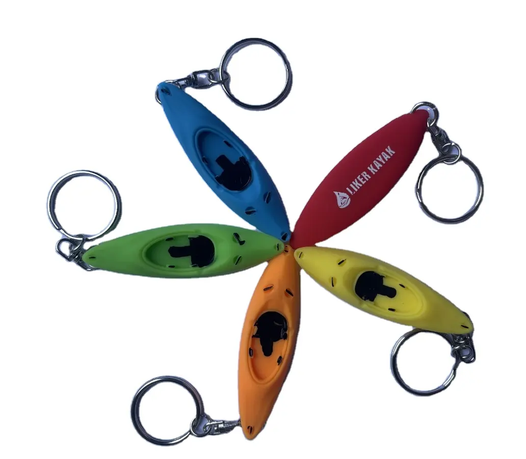 Kayak Promotion cadeau canoë sac personnalisé pendentif promotionnel mignon porte-clés en caoutchouc PVC souple, porte-clés en caoutchouc porte-clés en Silicone