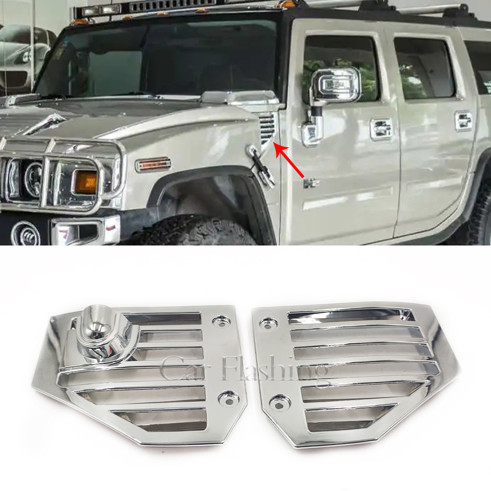 Für Hummer H2 SUT SUV 2003-2009 SIDE VENT COVERS Zubehör Chrom HOOD INTAKE BEZEL Moulding Trim CAR Teile vorne