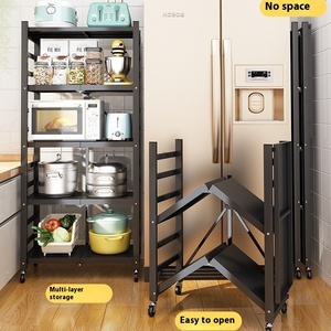 Multi-Layer Metal <strong>Microwave</strong> Oven <strong>Storage</strong> Rack Easy Installation Movable Snack <strong>Storage</strong> for Kitchen for Cleaning Tools - Product Image 3