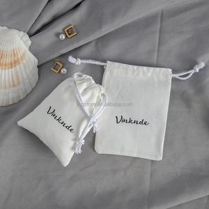 Factory Sale Eco-Friendly <b>White</b> Cotton Dust <b>Bag</b> 7*9 cm Drawstring Pouches for Earrings Cosmetic Jewelry Packaging with Rope - Product Image 5