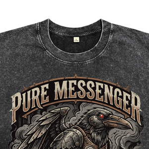 Camisetas de Hombre Estilo Punk Vintage con Gráfico de Cuervo, Lavado Ácido, Manga Corta, Estampado de Letras, Oversize, Moda Casual Urbana - Product Image 3