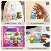 Penjualan langsung dari pabrik 10cm beruang Teddy Mini kartun imut lima warna mainan gantungan kunci mewah Dekorasi liontin untuk hadiah ulang tahun