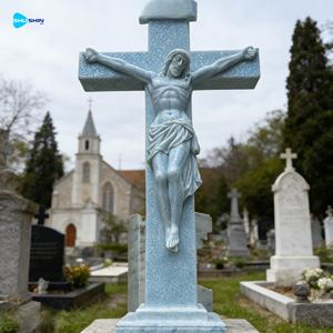 تمثال يسوع المسيح على الصليب من الرخام الطبيعي، مصنوع يدويًا، متين وجديد، مناسب للكنائس، ضمان 5 سنوات، لون حجر طبيعي 100% - Product Image 5