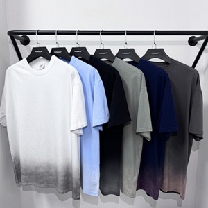 T-shirt graphique streetwear en coton épais délavé à l'acide, effet ombré et dégradé, pour hommes - Vente en gros - Product Image 2