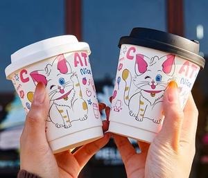 8/10/12/16/20/22 oz café desechable Etiopía cartón doble pared café Pla taza de papel con tapa - Product Image 5