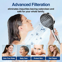 Douche à main LEELONGS avec filtre, 8+1 fonctions, pomme de douche haute pression, en plastique chromé, avec fonction jet