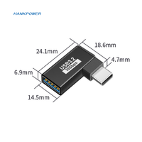 Convertisseur adaptateur OTG à angle droit USB3.0 Type C mâle vers USB A femelle pour transfert de données de charge de téléphone intelligent et d'ordinateur portable